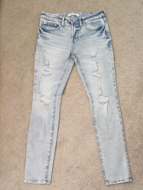 Mens Stacked Skinny Light-Wash PacSun Distressed Jeans